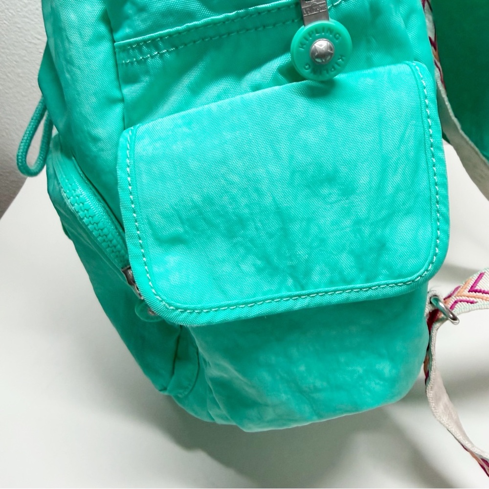 Kipling Ravier City Backpack Aztec Strap Breezy Turquoise - Picture 9 of 12